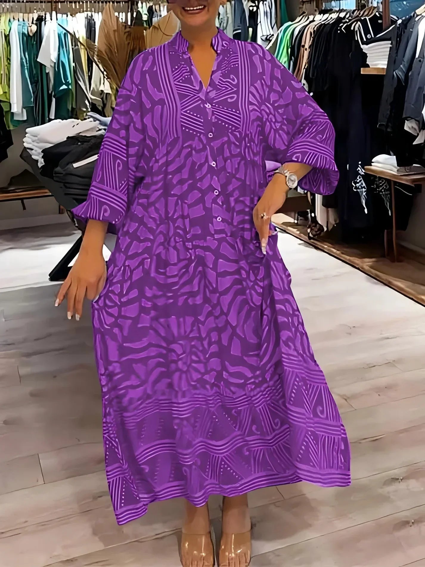 Vestido Aurora - Estampado fluido preferido das style mavens (tendência americana)