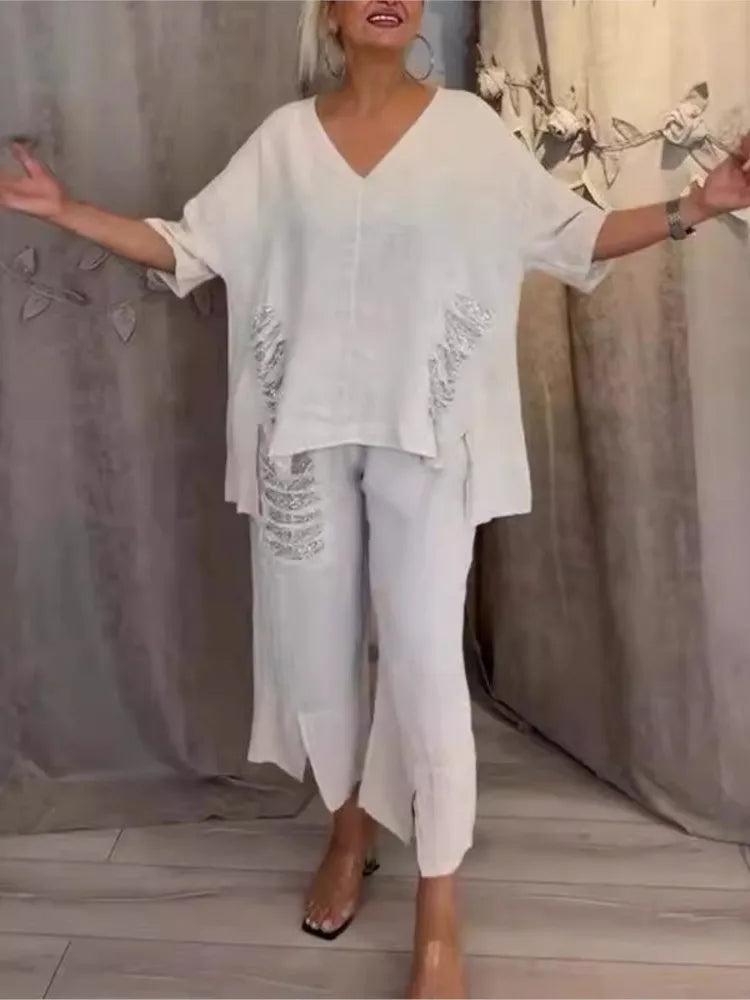 Conjunto Joana - Seu top pick em linho refinado (tendência grega)