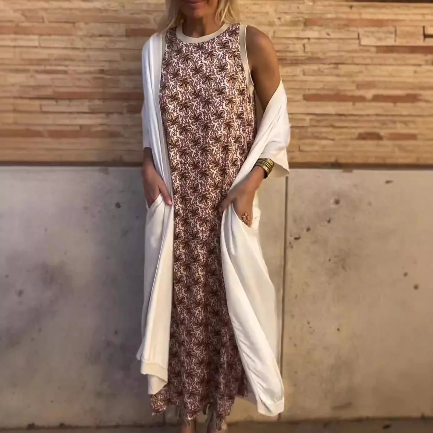 Conjunto Dominique - Nova tendência Vionelle: vestido + cardigan (must-have das style mavens americanas)