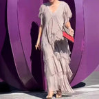 Vestido Edina - Seu alto padrão em chiffon (tendência francesa)