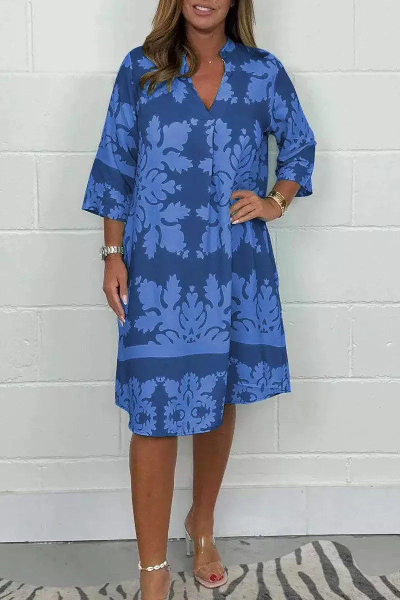 Vestido Lorena - Fluido estampado must-have para 2026 (tendência grega)