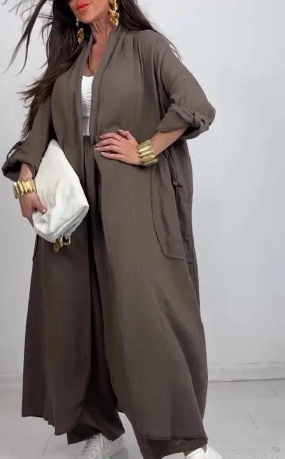 Conjunto Catarina - Calça + cardigan preferido das blogueiras europeias