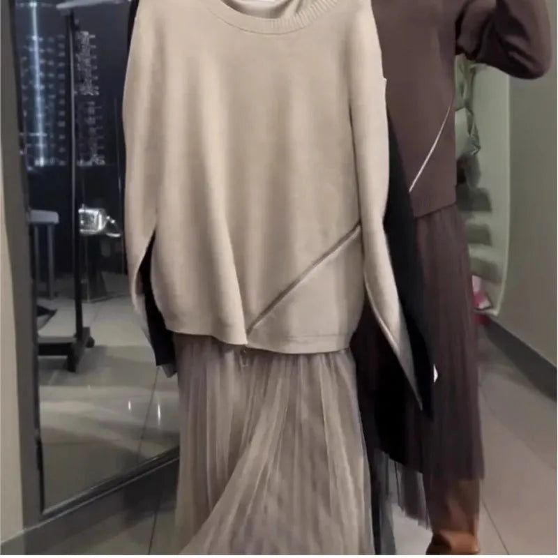 Conjunto Brenda - Vestido + suéter perfeito para o outono inverno 2026 (tendência americana)