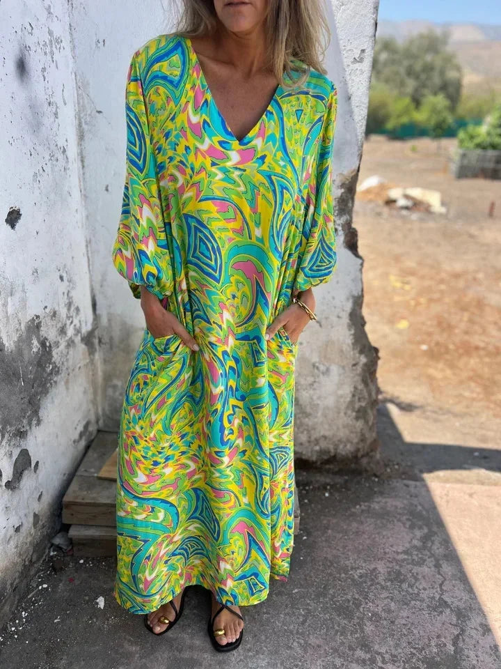 Vestido Antonella - Estampado fluido queridinho das trendqueens (tendência americana)