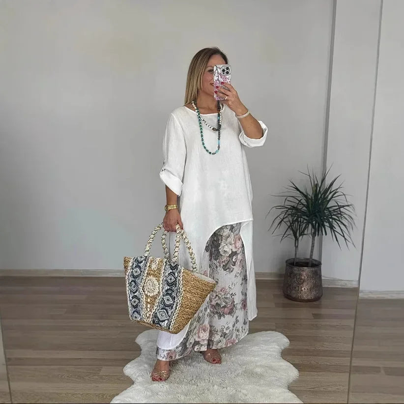 Conjunto Salomé - O queridinho das style mavens em linho (tendência grega)