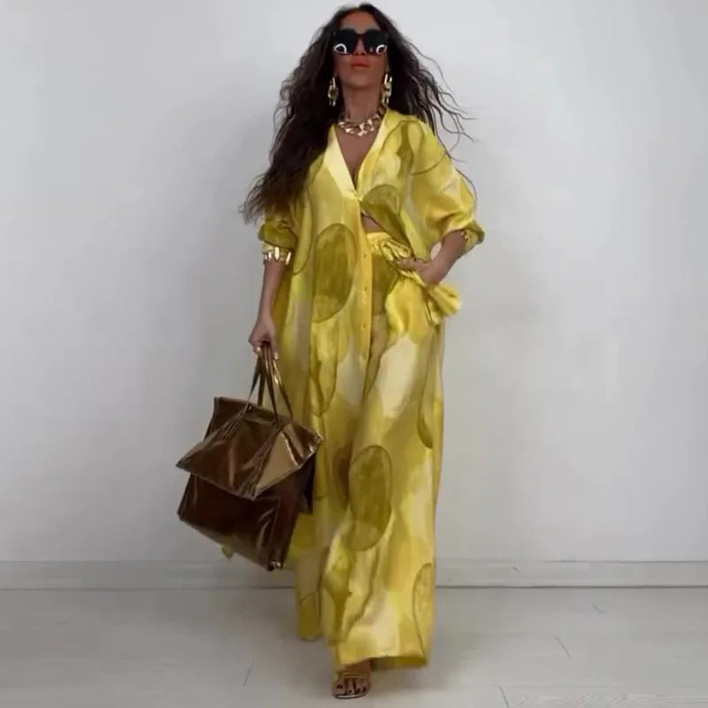 Conjunto Ingrid - O seu must-have vestido + calça (tendência Americana)