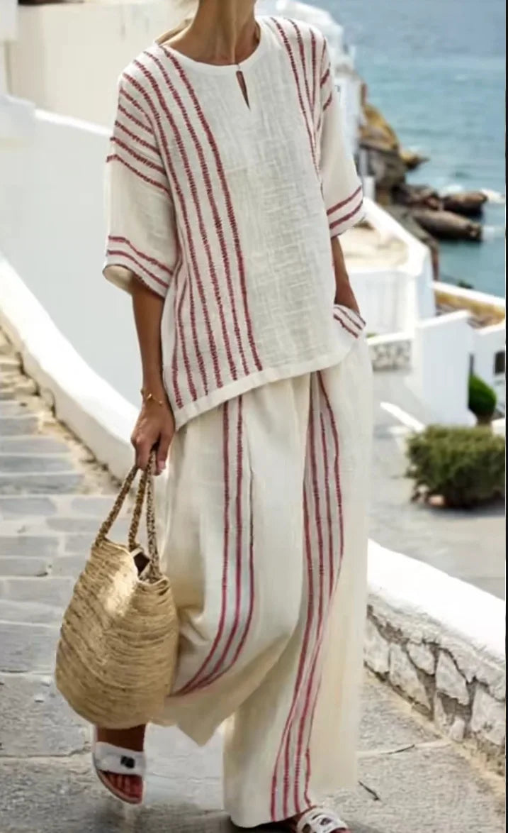 Conjunto Erica -Alta qualidade em linho preferido das style mavens (tendência grega)