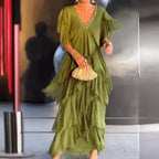 Vestido Edina - Seu alto padrão em chiffon (tendência francesa)