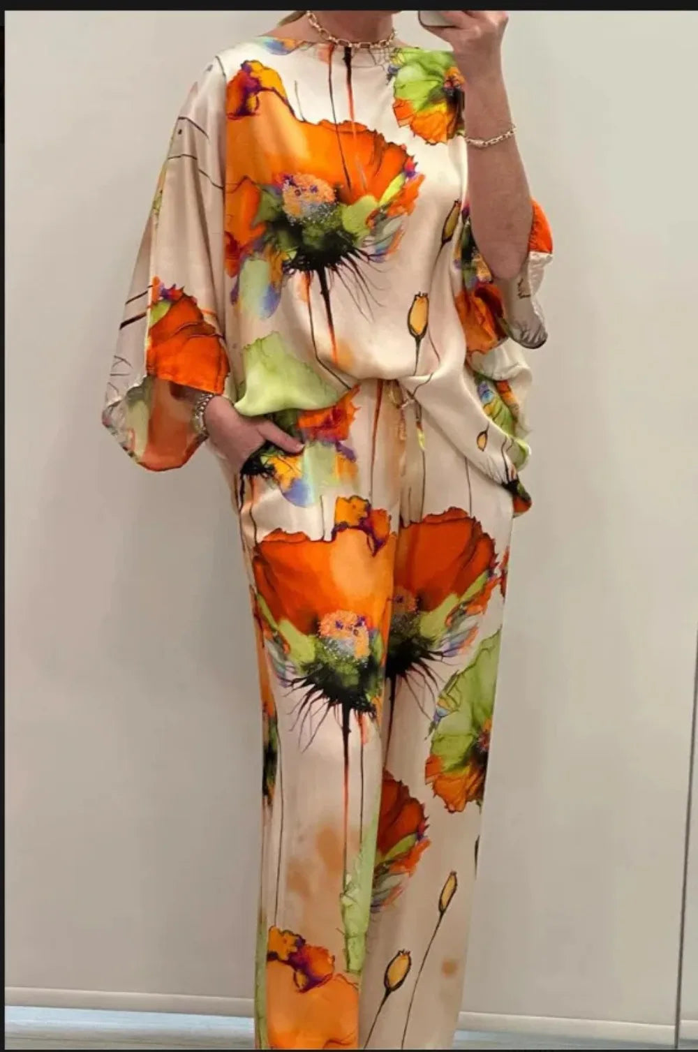 Conjunto Ester - Floral fluido top pick das trendsetters (tendência francesa)