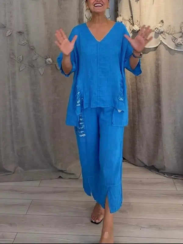 Conjunto Joana - Seu top pick em linho refinado (tendência grega)