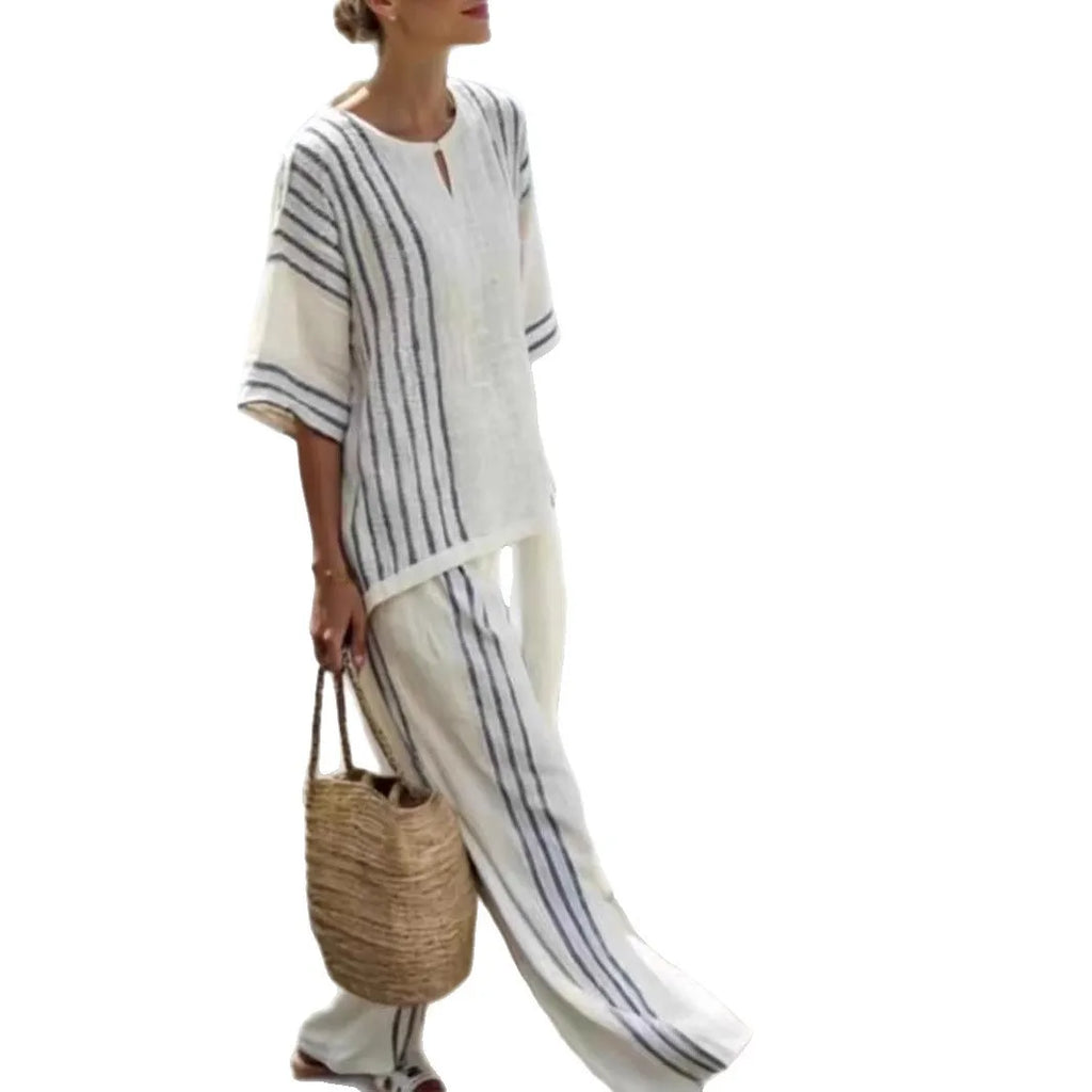 Conjunto Erica -Alta qualidade em linho preferido das style mavens (tendência grega)