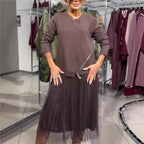 Conjunto Brenda - Vestido + suéter perfeito para o outono inverno 2026 (tendência americana)