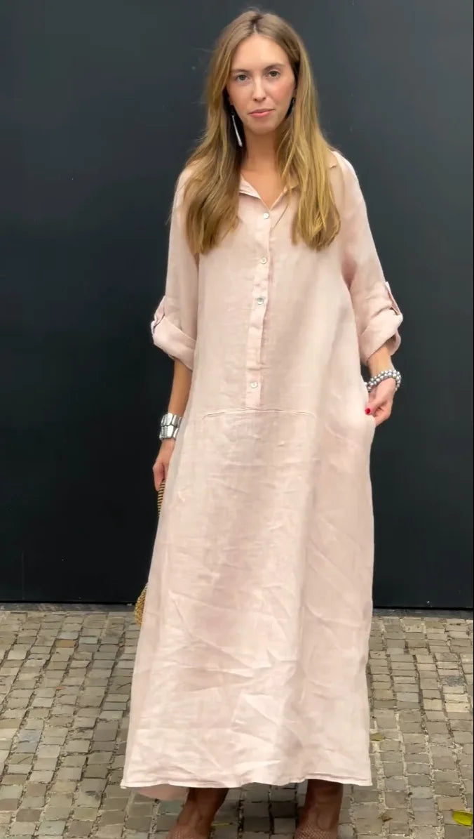 Vestido Benedita - Linho de alta qualidade (tendência grega)