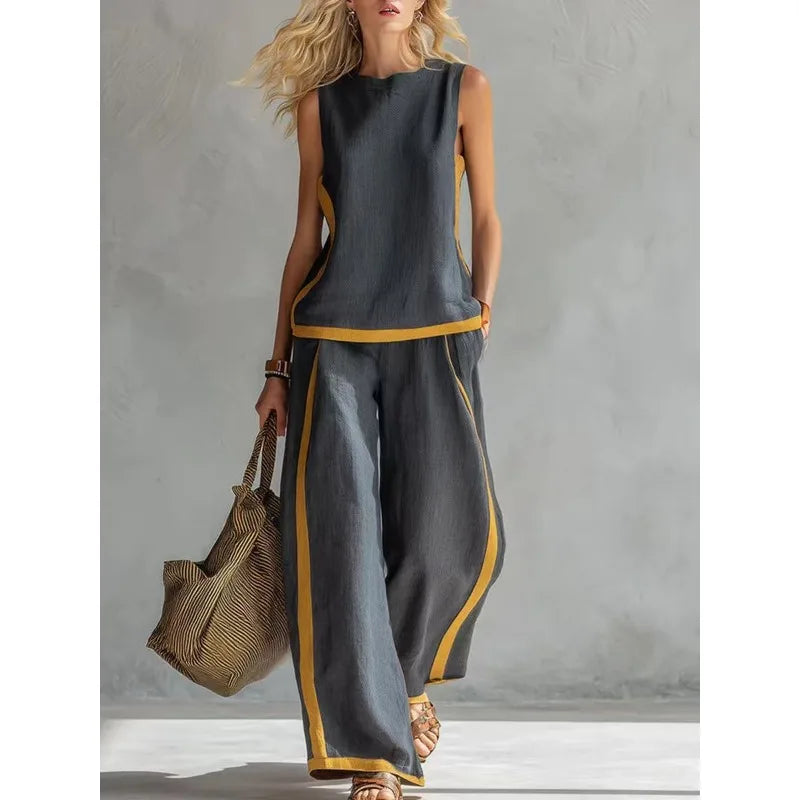 Conjunto Violeta - Seu standout piece em linho high quality (tendência grega)