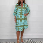 Vestido Lorena - Fluido estampado must-have para 2026 (tendência grega)