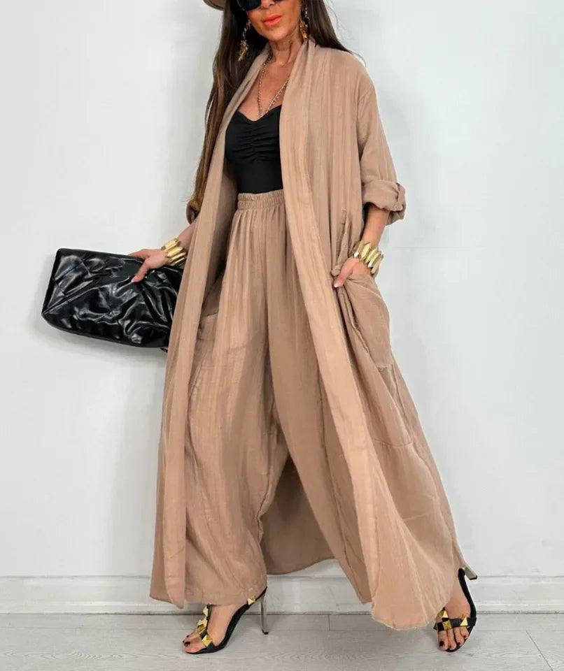 Conjunto Catarina - Calça + cardigan preferido das blogueiras europeias
