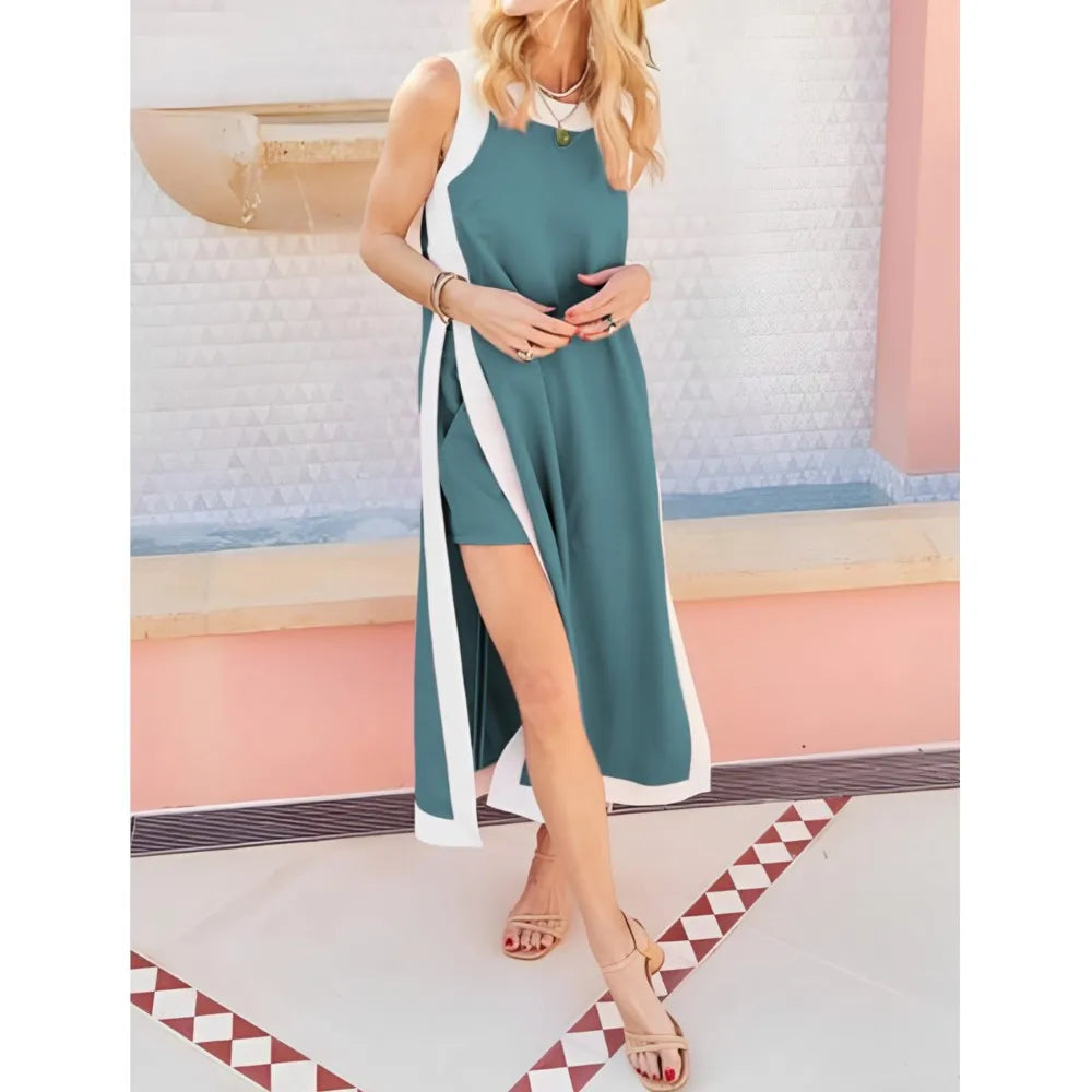 Conjunto Celeste - Nova tendência Vionelle vestido + shorts (tendência americana)