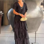 Vestido Edina - Seu alto padrão em chiffon (tendência francesa)