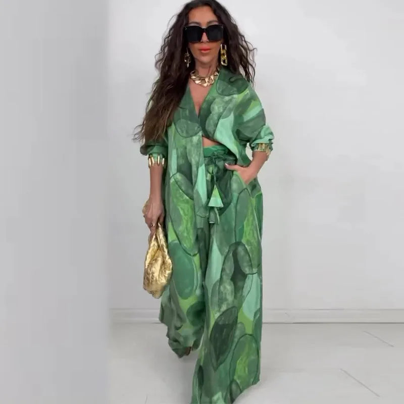 Conjunto Ingrid - O seu must-have vestido + calça (tendência Americana)