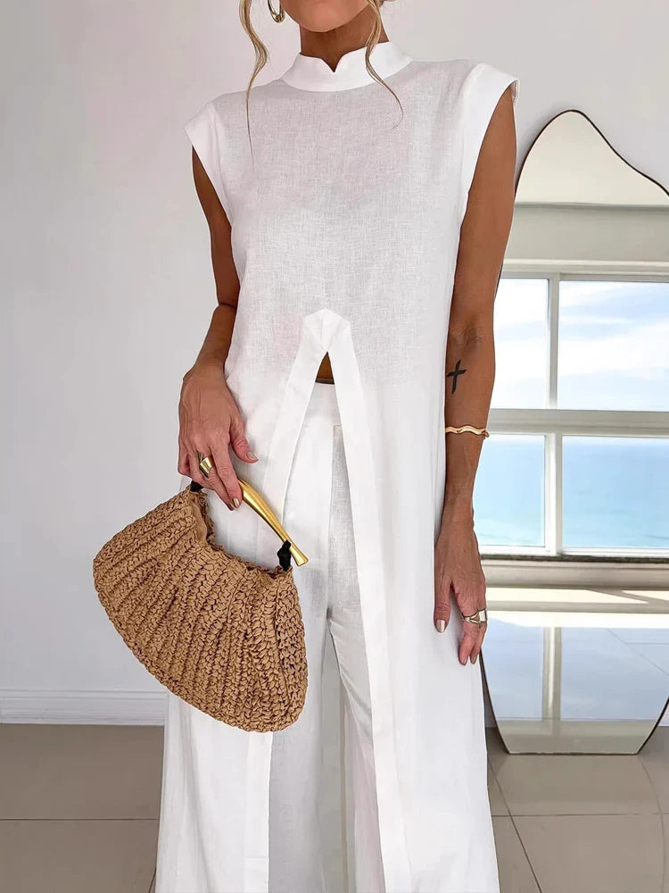 Conjunto Sônia - O seu must-have em linho para os dias quentes (tendência grega)