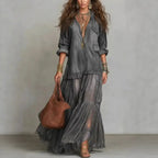Vestido Adelma - O jeans + chiffon mais amado pelas style queens (tendência francesa)