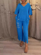 Conjunto Joana - Seu top pick em linho refinado (tendência grega)